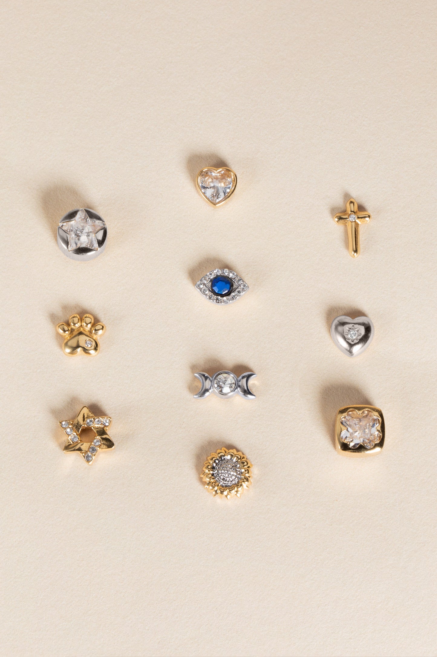 Crystal Lunar Phase Mini Stud Earrings