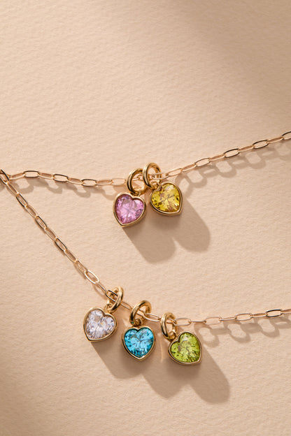 March 'Faith' Heart Birthstone Charm