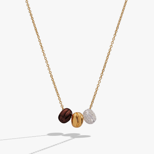 Coffee Bean 'Happiness, Wealth, Health' Engraved Pendant Necklace