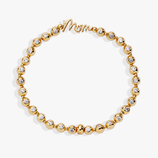 Mom Elongated Crystal Stretch Bracelet