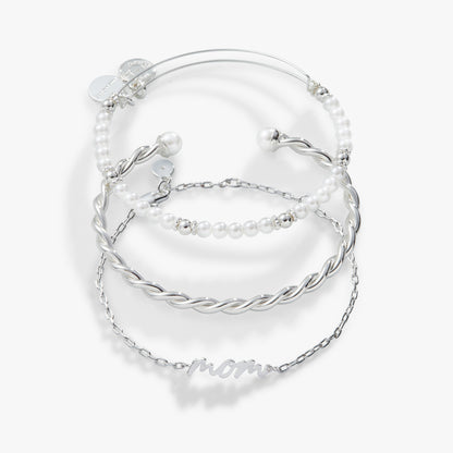 Mom Script Bracelet, Set of 3